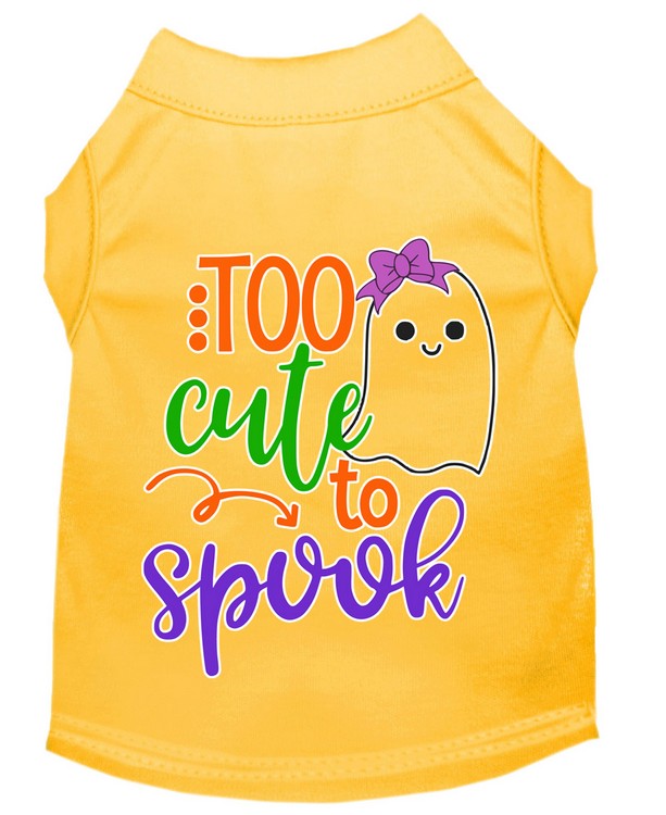 Too Cute to Spook-Girly Ghost Screen Print Dog Shirt Yellow XXXL